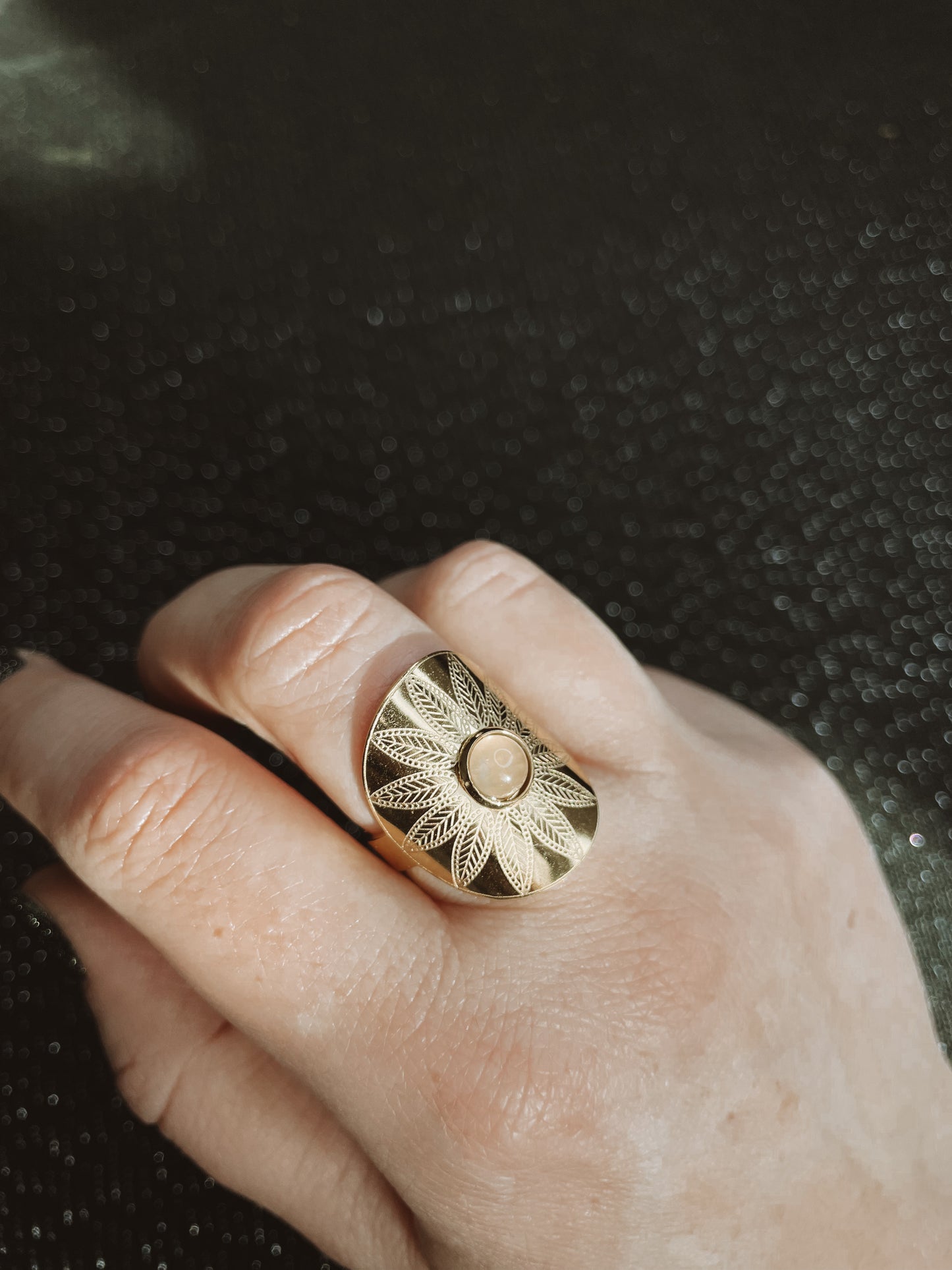 Bague fleurs nude - Or