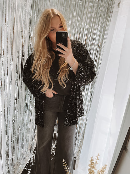 Veste velours & sequins - Noir