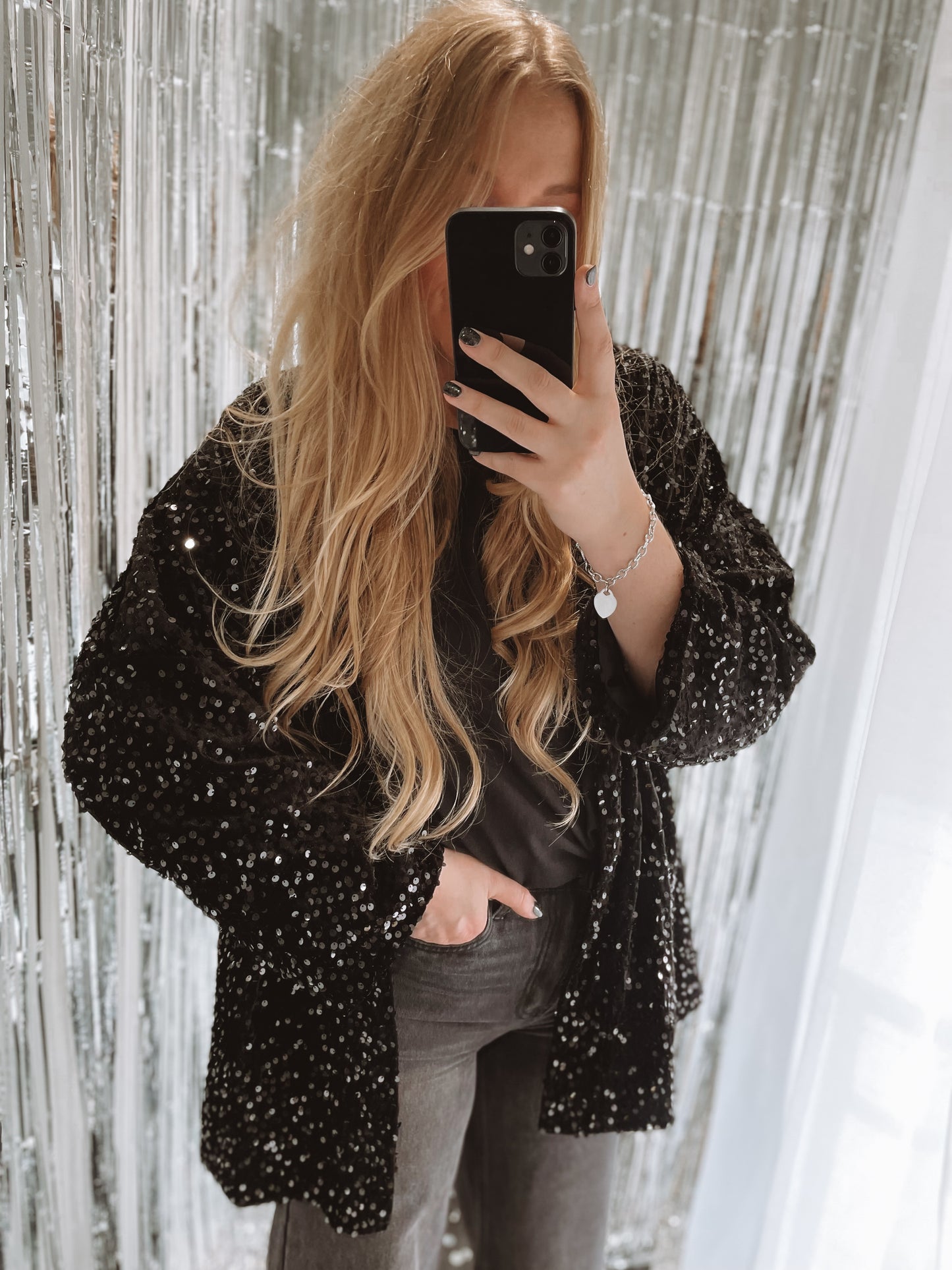 Veste velours & sequins - Noir