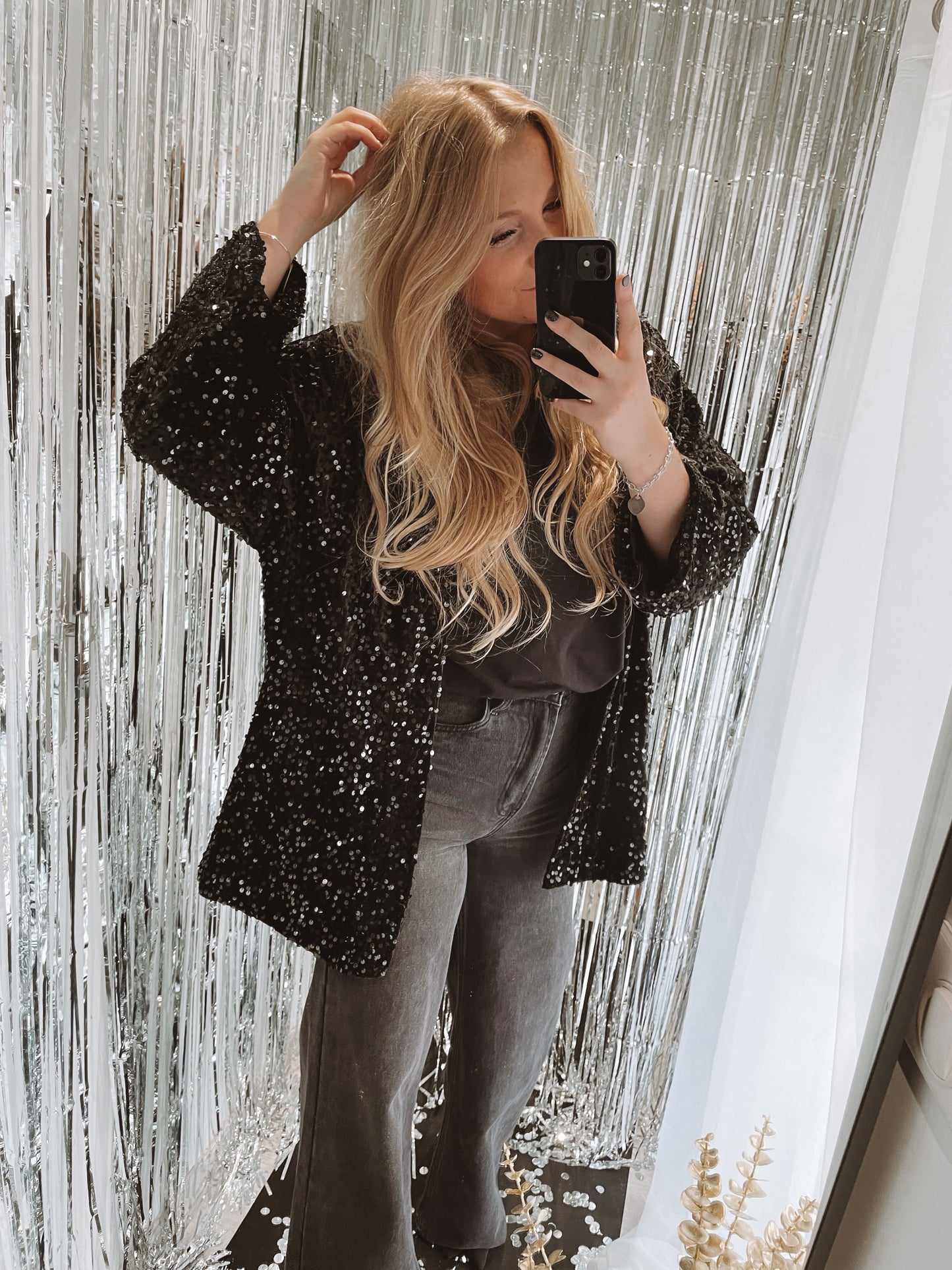 Veste velours & sequins - Noir