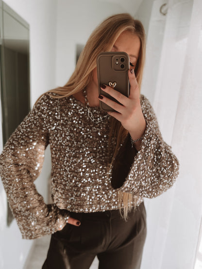 Top à sequins - Marron