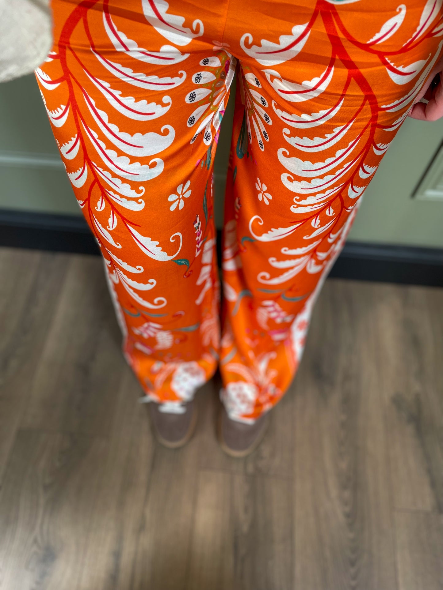 Pantalon fluide à motifs - Orange